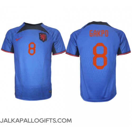 Alankomaat Cody Gakpo #8 Vieraspaita MM-kisat 2022 Lyhythihainen